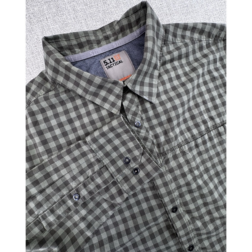 5.11 Tactical Shirt Mens Large L Green Plaid Snap Front Long Sleeve Outdoor
